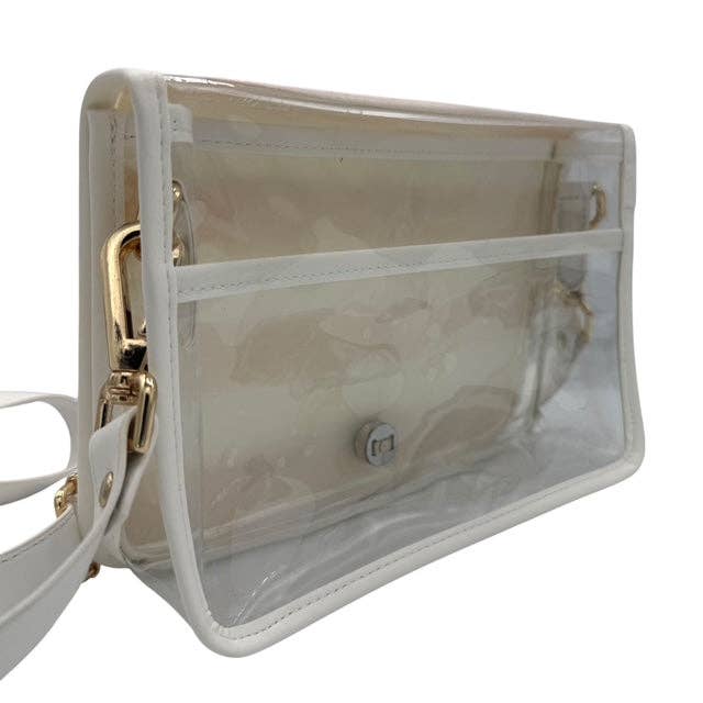 Garland - Green Gingham Clear Stadium Bag with Gold Bamboo Stick