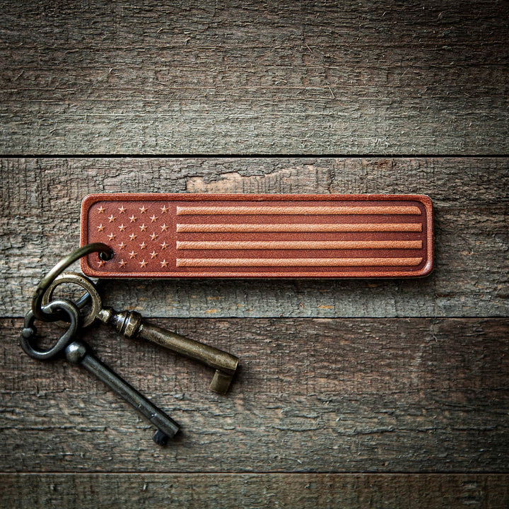 Sugarhouse Leather - American Flag Leather Keychain
