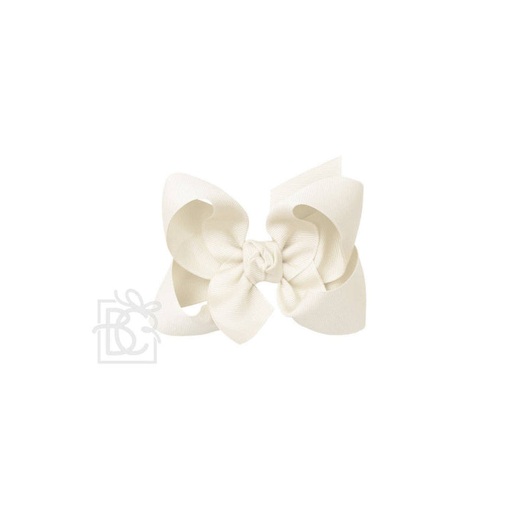Beyond Creations, LLC - SIGNATURE GROSGRAIN BOW ON CLIP: 4.5" Large - 1.5" Ribbon on Alligator Clip / ANTIQUE WHITE