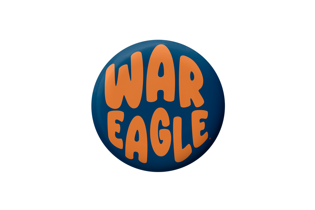 Cute As A Button - Auburn War Eagle Bubble Letter Button