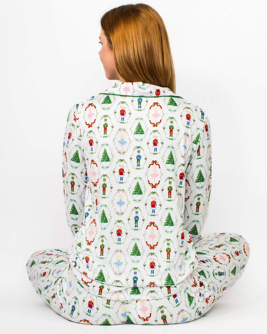 The Royal Standard - Nutcracker Waltz Long Sleeve Button Up Sleep Shirt   White/Multi   -Asst.: XSmall