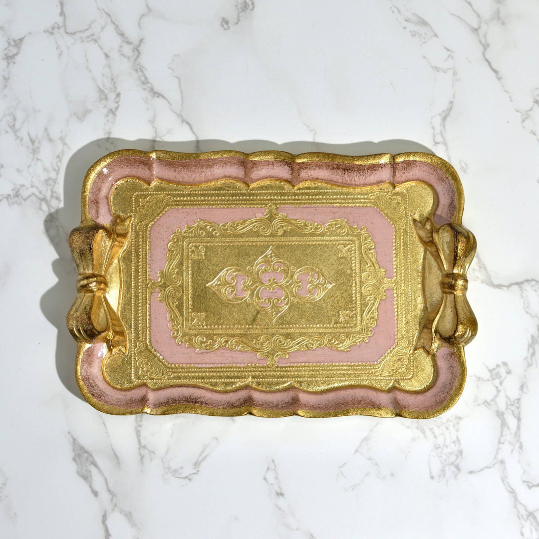 Via Graceffo - Florentine Carved Gilded Wood Mini Tray with Bow