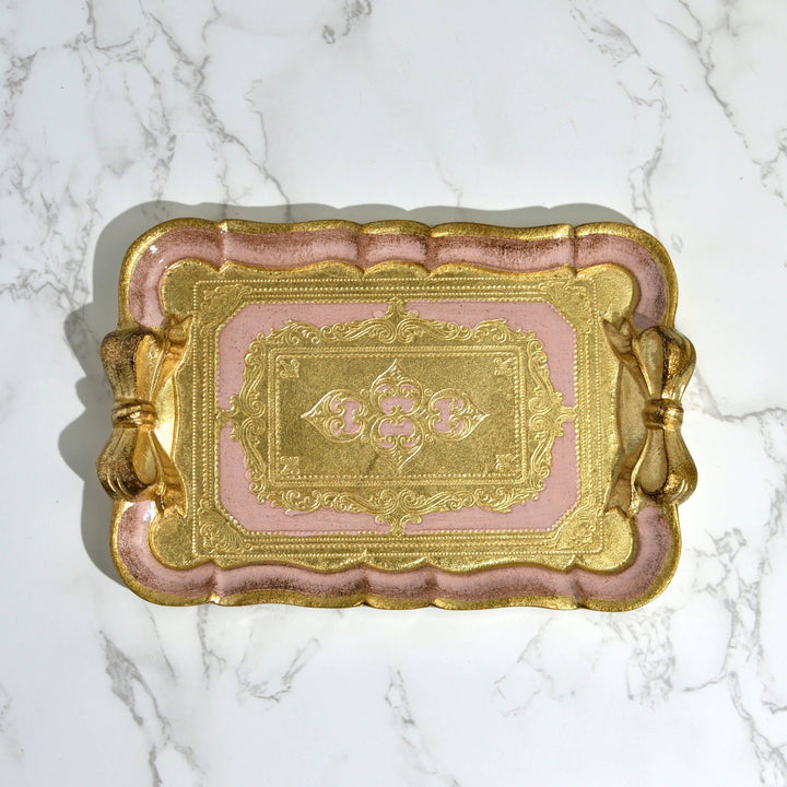 Via Graceffo - Florentine Carved Gilded Wood Mini Tray with Bow