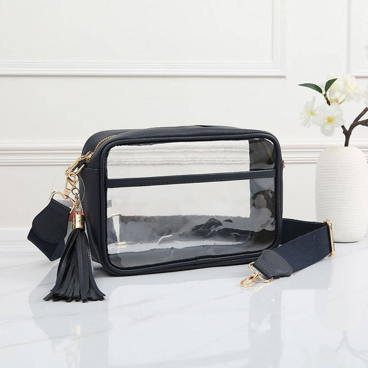 Fashion City - Solid Color Outlined Clear Crossbody Bag: CLRB / ONE SIZE