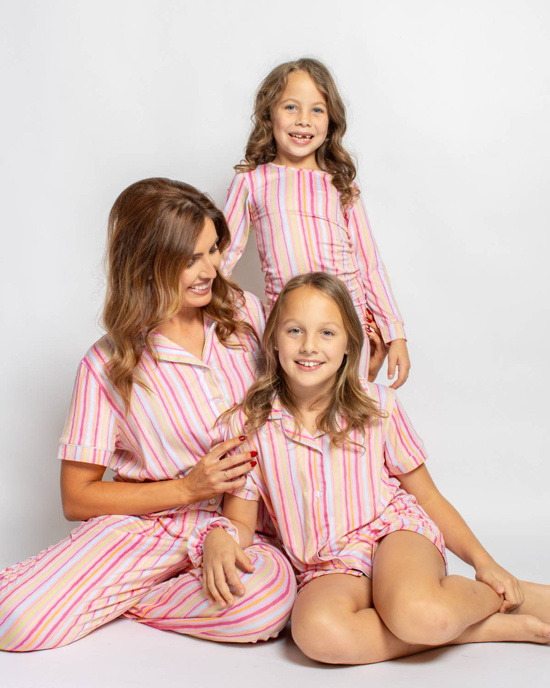 The Royal Standard - Girl's Addie Stripe Sleep Shorts Set   Pink/Multi   -Asst.: Small (6-7)