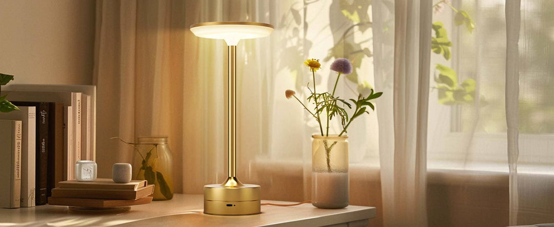 LAX Gadgets - LED Table Lamp – Touch Control, Dimmable, Rechargeable: Gold