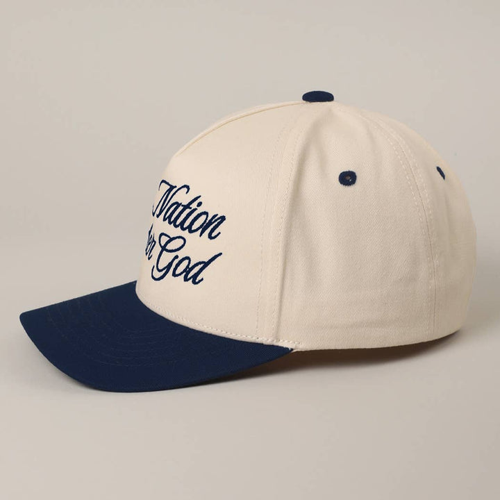 Fashion City - One Nation Under God Two-Tone Trucker Hat: NATURAL/ROYAL BLUE / ONE SIZE