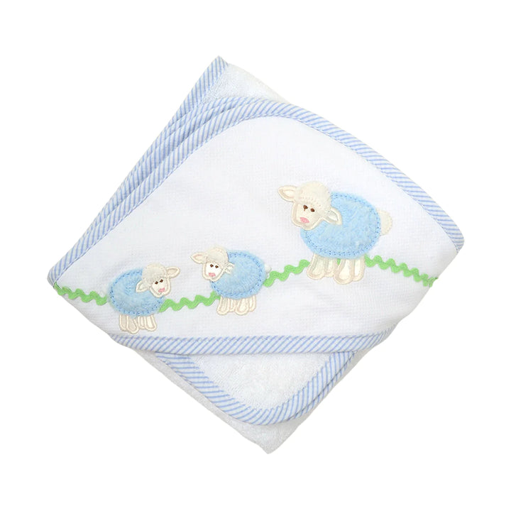 3 Marthas - Blue Lamb Hooded Towel & Washcloth Set