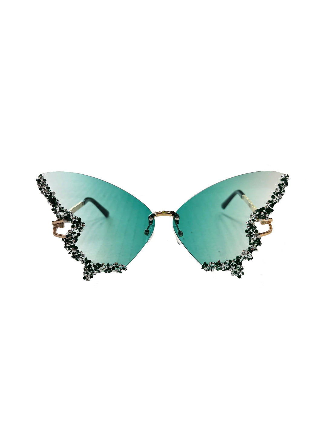 Mardi Gras Creations - Butterfly Rhinestone Sunglasses - Green