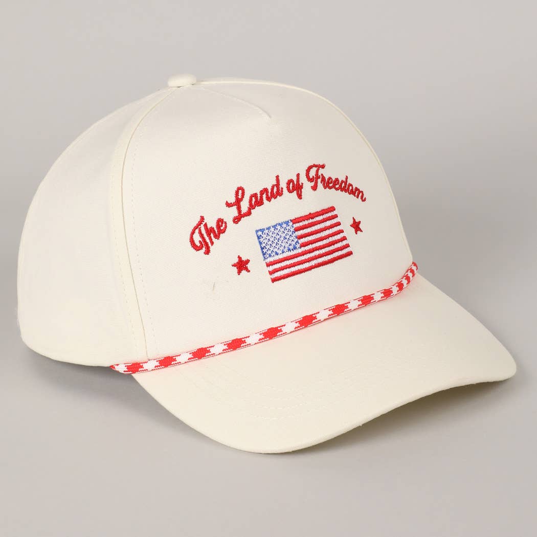 Fashion City - The Land of Freedom Flag Embroidered Trucker Hat: Red / ONE SIZE