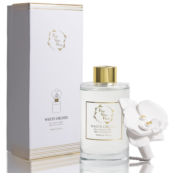 Pretty Valley Home - Orchid Flower Diffuser Gift Set - White Orchid