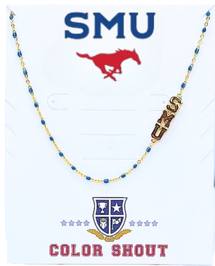 Color Shout - The College Logo Necklace: Side Set Logo on Enamel Bead Necklace: Georgia