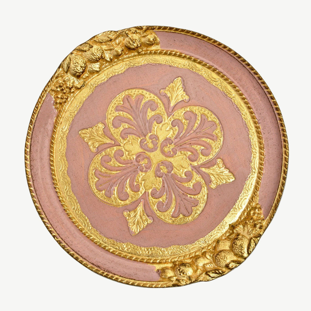 Florentine Carved Wood Small Circle Lemon Tray: Basil Green