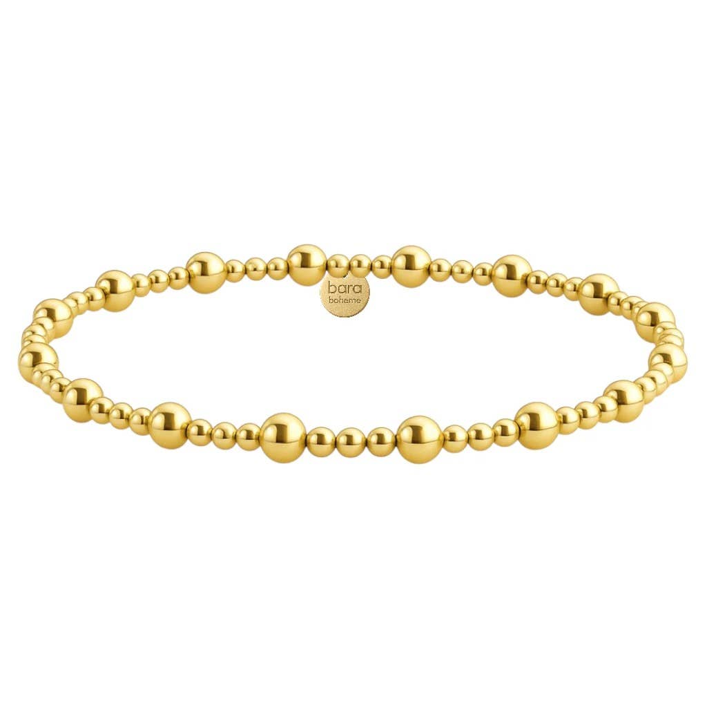 bara boheme - Angelina | Gold Filled Beaded Bracelet: 2Tone SS / STRETCHY 6.5