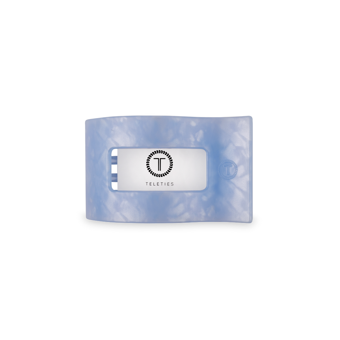 TELETIES - Flat Rectangle Hair Clip | Small | Blue Lagoon