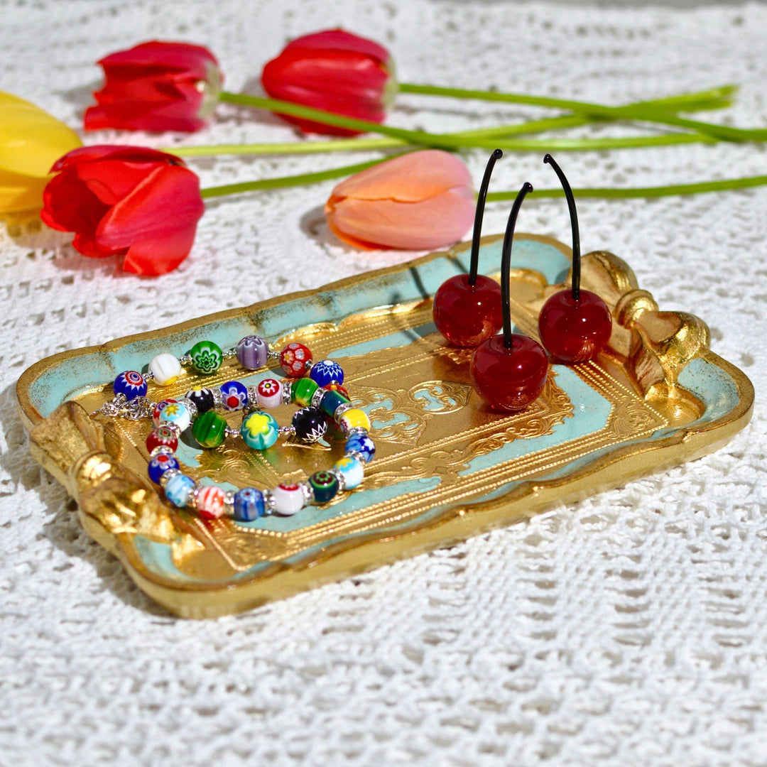 Via Graceffo - Florentine Carved Gilded Wood Mini Tray with Bow