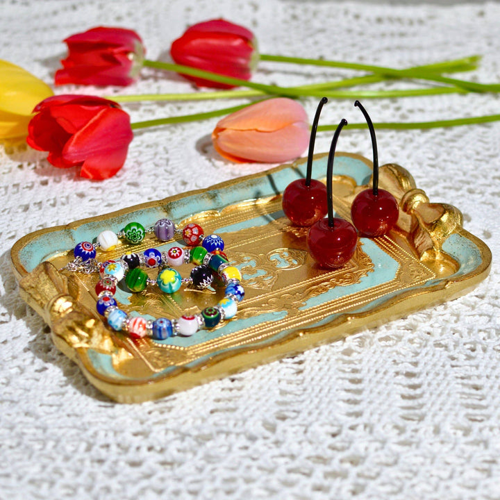 Via Graceffo - Florentine Carved Gilded Wood Mini Tray with Bow