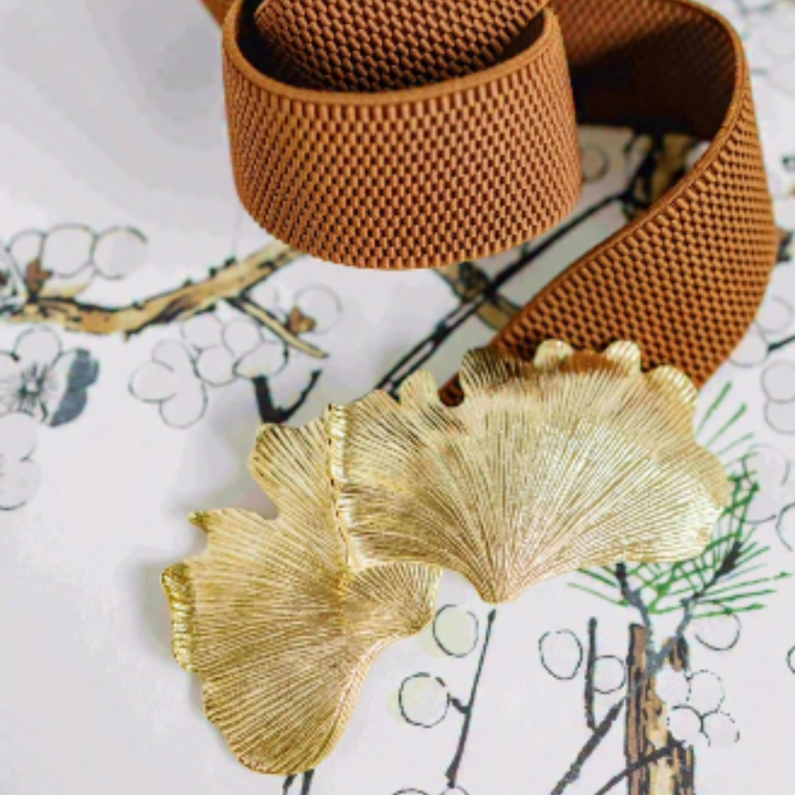 Garland - Ginkgo Interchangeable Artisan Belt Buckle w/ Gold Finish