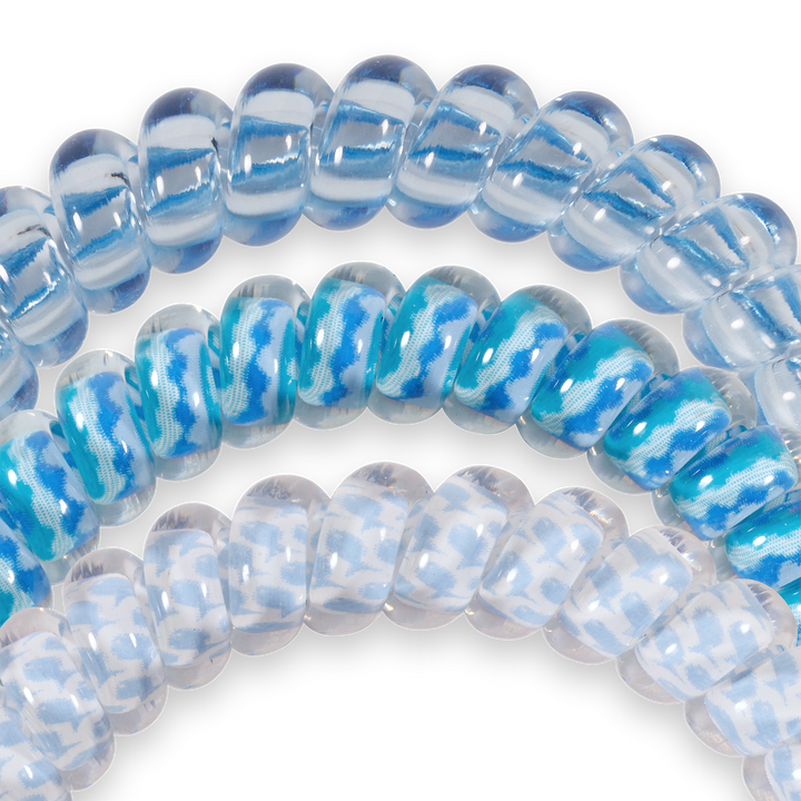 TELETIES - Spiral Hair Coils | Small | Summer Sky Hair Ties