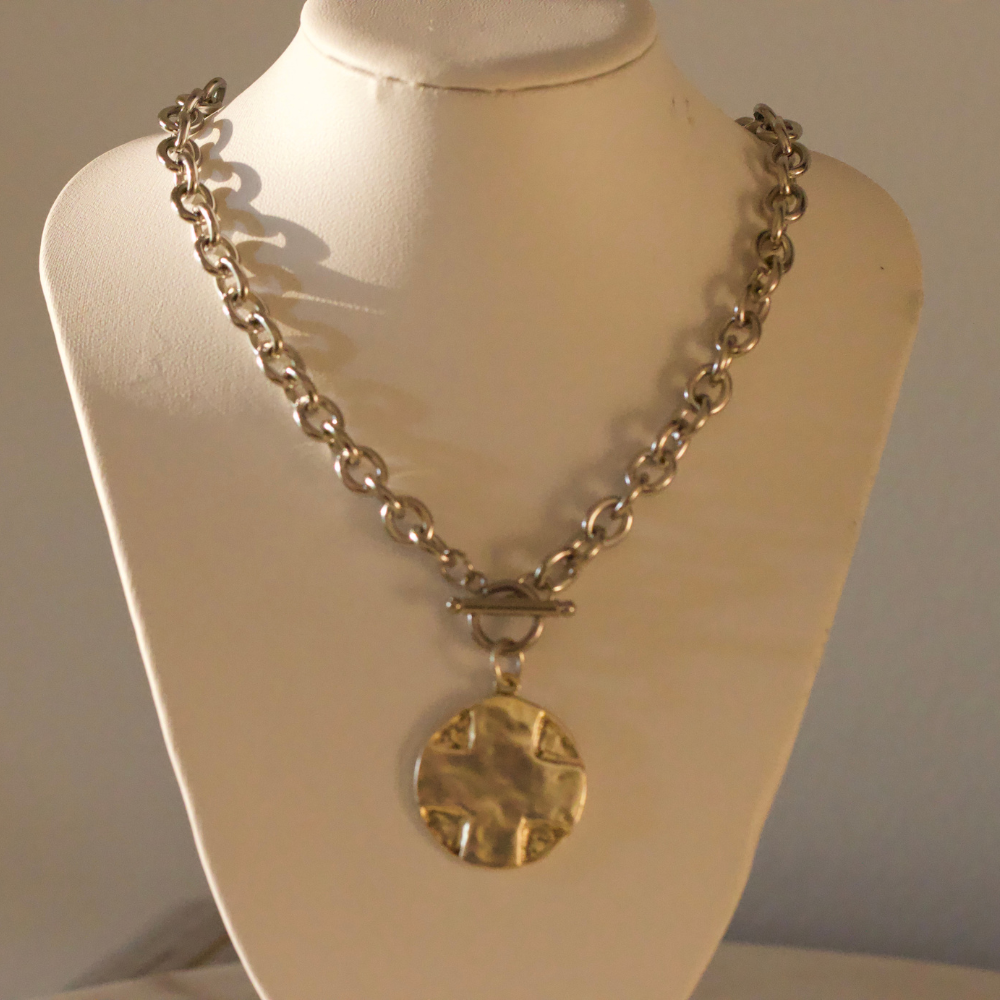 Deep South Originals Inc. - The Lord's Prayer Cross Medallion Toggle Necklace – Gold or Silver: Gold