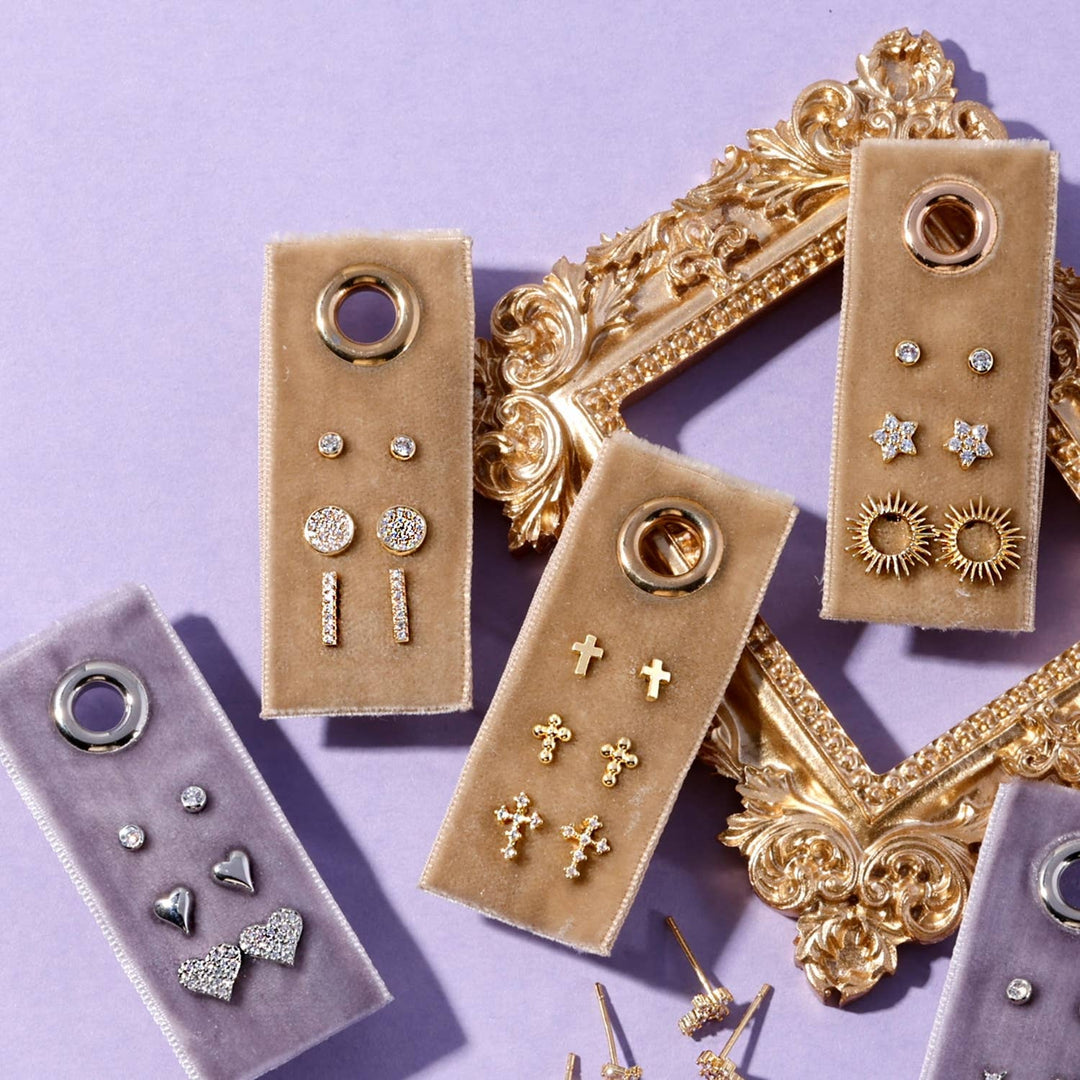 Splendid Iris - Multi Cross Velvet Set/3 Stud Gift Set: Silver