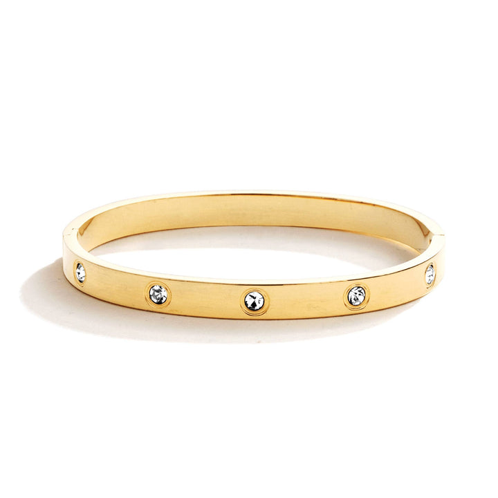 Splendid Iris - Cubic Zirconia Hinged Bracelet: Gold