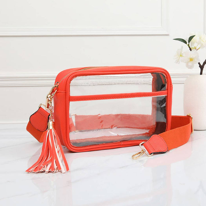 Fashion City - Solid Color Outlined Clear Crossbody Bag: CLRB / ONE SIZE