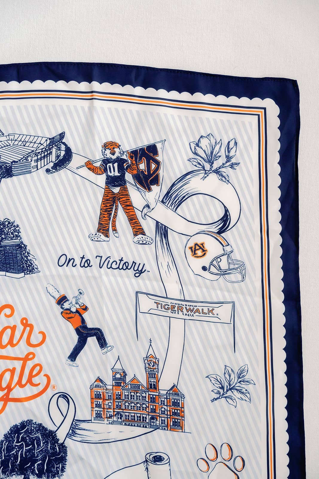 Gracefully Made Art - Auburn University Striped Silk Scarf