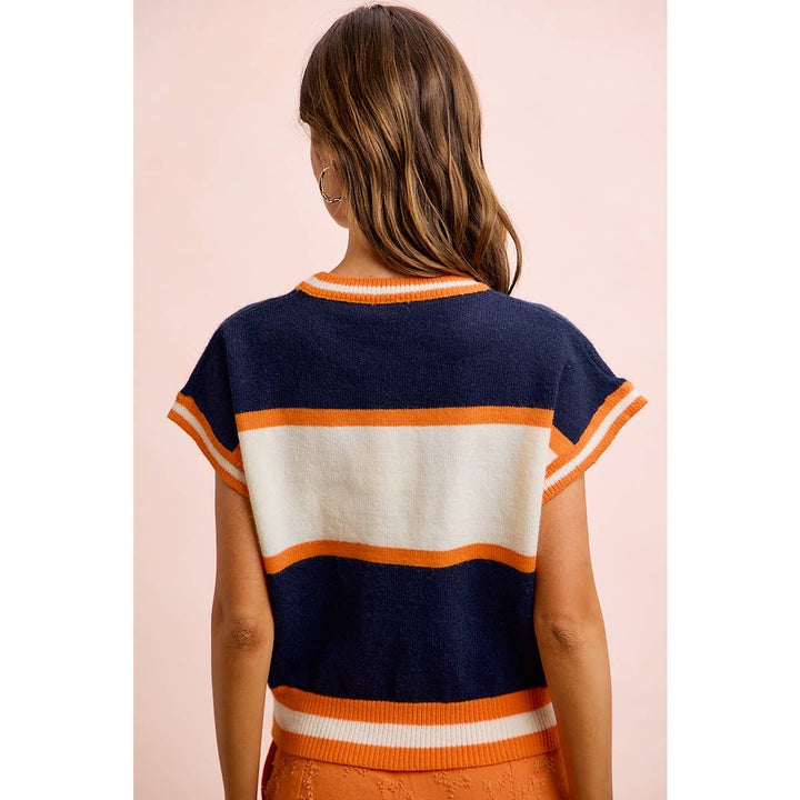 BiBi - GAMEDAY THEME COLORBLOCK REALXED FIT KNIT TOP: BLACK/RED / S