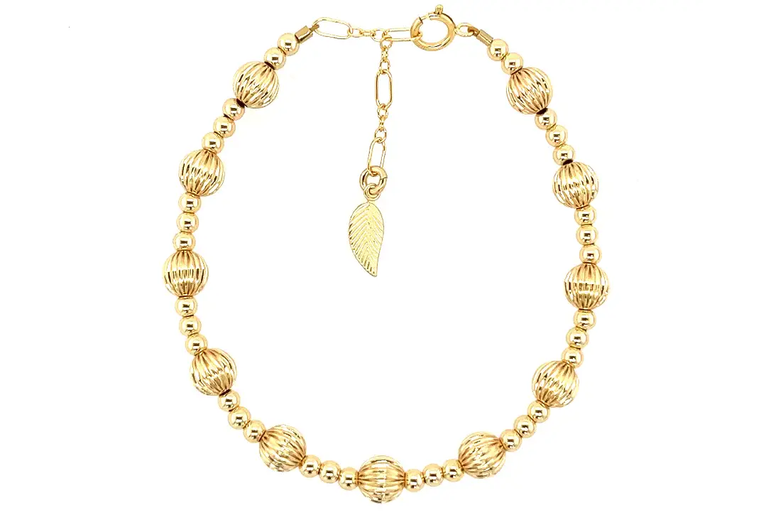 "HOPE" 14K Gold filled Ball Beaded Bracelet: Gold Filled / Stretchy 7"