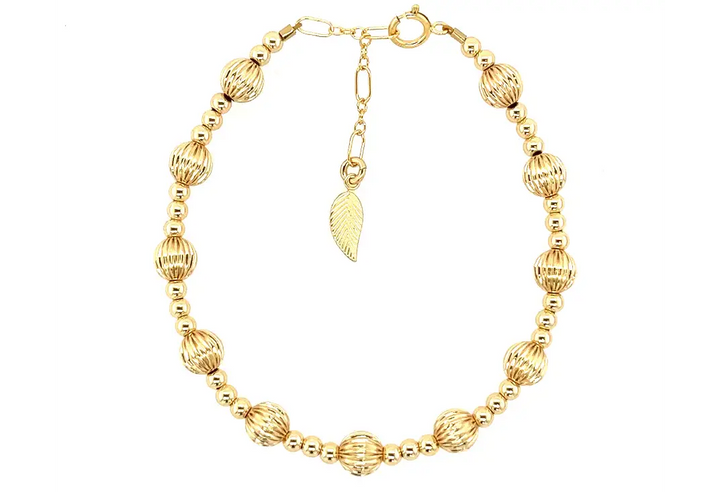 "HOPE" 14K Gold filled Ball Beaded Bracelet: Gold Filled / Stretchy 7"
