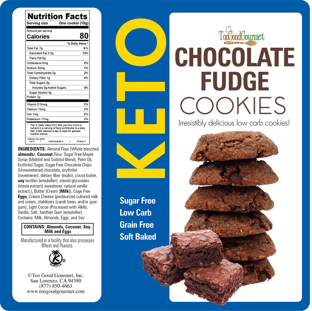 Too Good Gourmet - Keto Cookies (5oz) - Box 12 Count: Chocolate Chip Cream Cheese