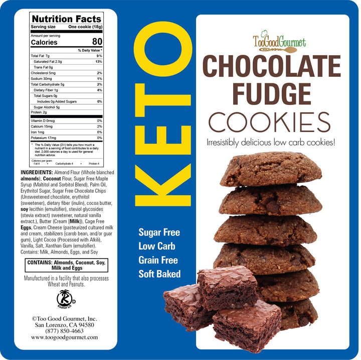 Too Good Gourmet - Keto Cookies (5oz) - Box 12 Count: Chocolate Chip Cream Cheese
