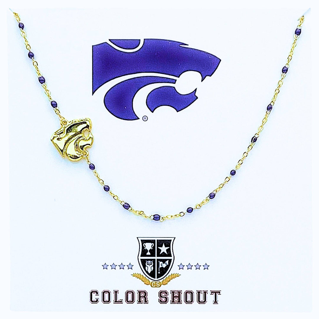 Color Shout - The College Logo Necklace: Side Set Logo on Enamel Bead Necklace: Georgia