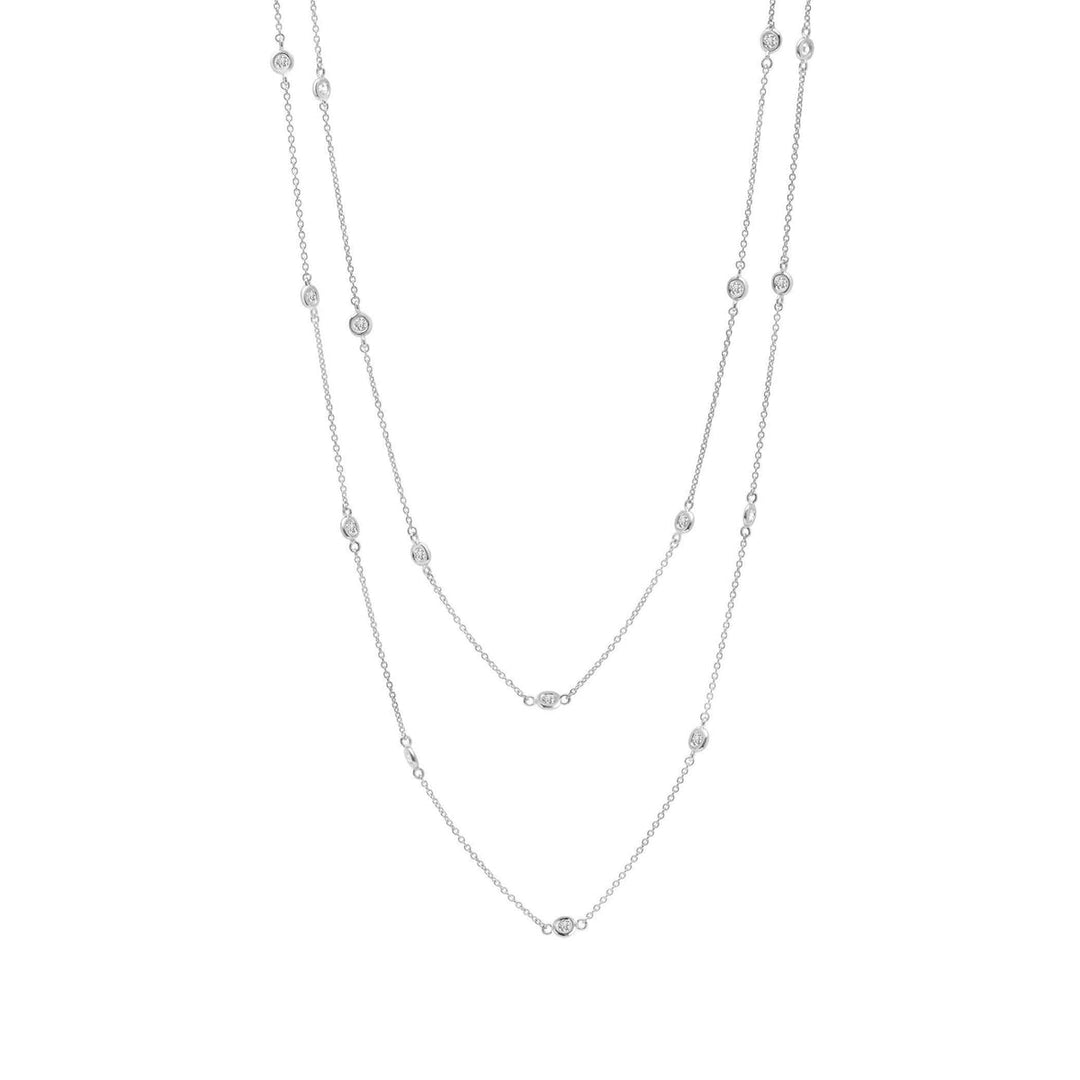 4mm 36" Station Necklace Finished in Platinum