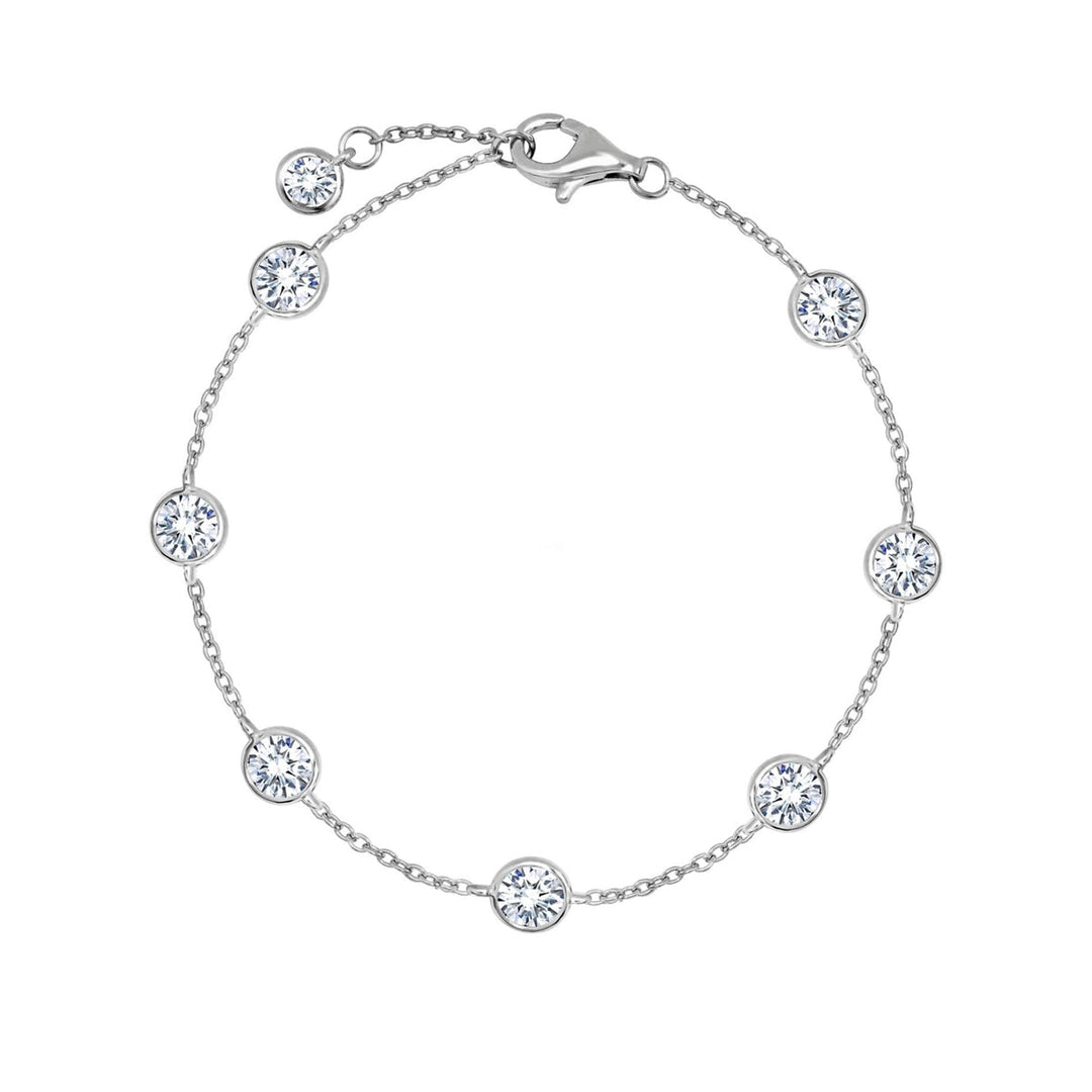 4mm Station Anklet Finished in Platinum