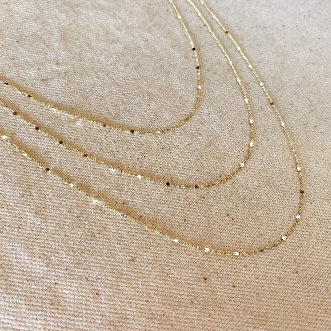 GoldFi - 18k Gold Filled 1mm Curb Chain With Pressed Details: 18 inches