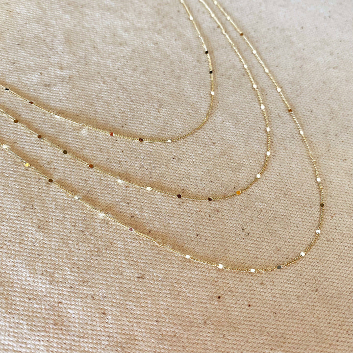 GoldFi - 18k Gold Filled 1mm Curb Chain With Pressed Details: 18 inches