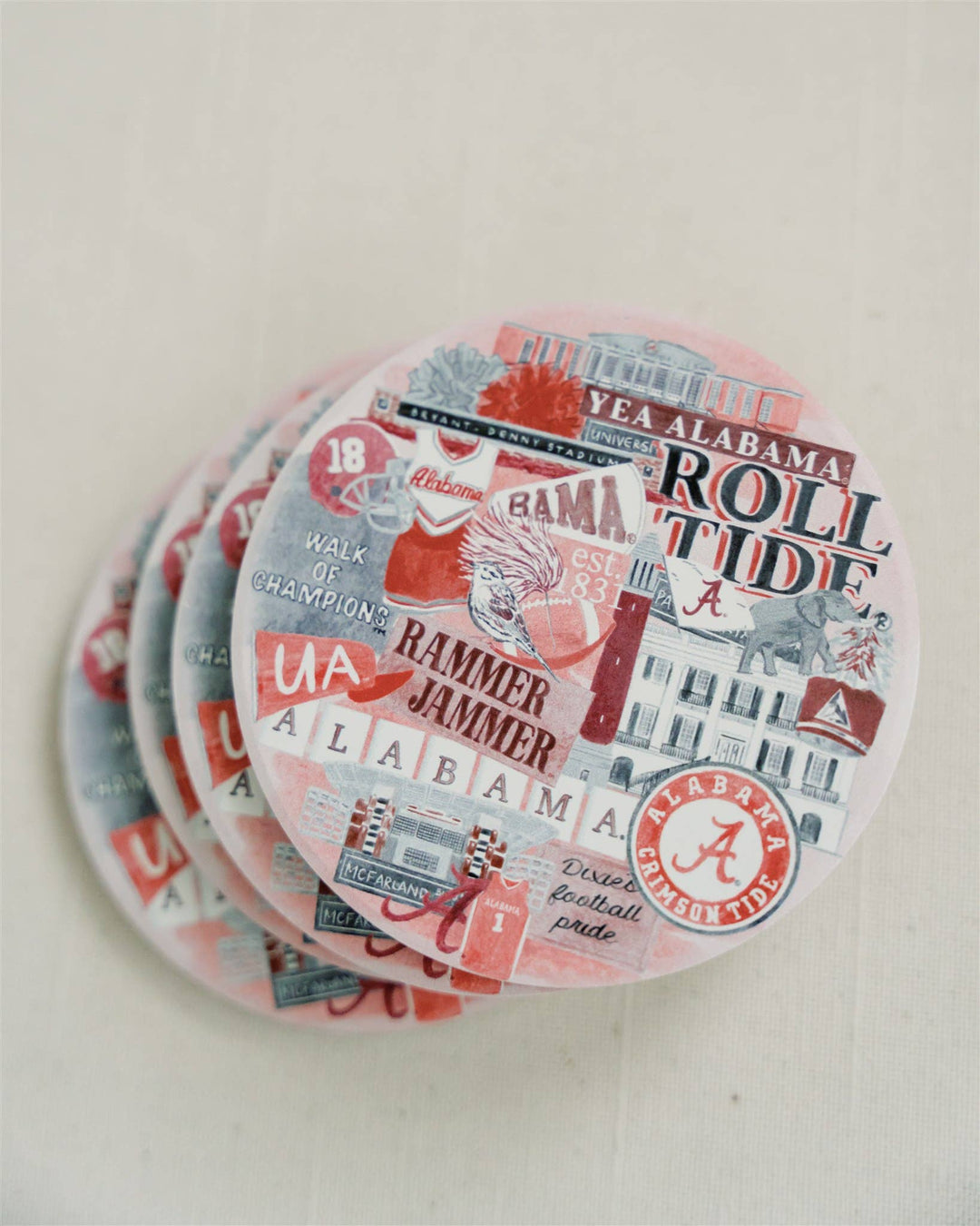 Gracefully Made Art - Ceramic University of Alabama Coaster
