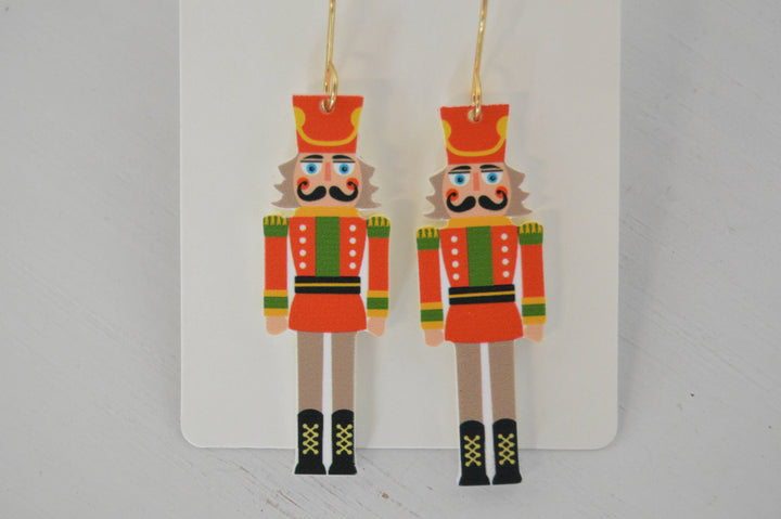 Nutcracker Earrings, Christmas Earrings, Acrylic Earrings