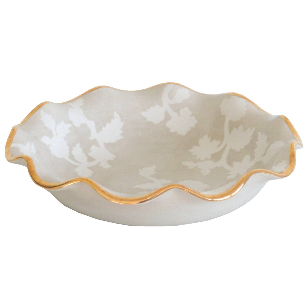 Lo Home by Lauren Haskell Designs - Chinoiserie Dreams Scalloped Bowls with 22K Gold Accent: French Blue / Large