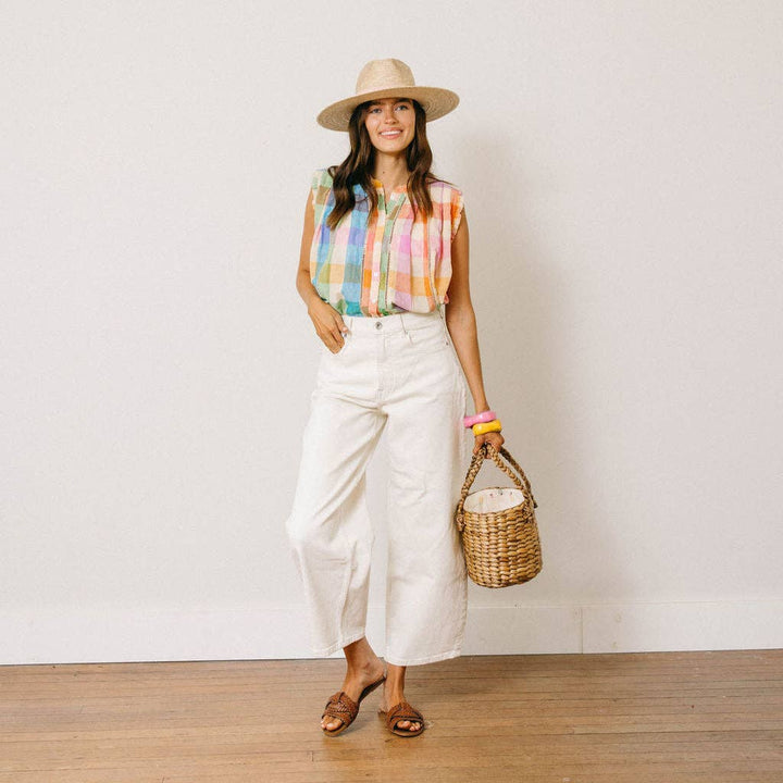 Sunshine Tienda - Rainbow Plaid Augustine Top: XL