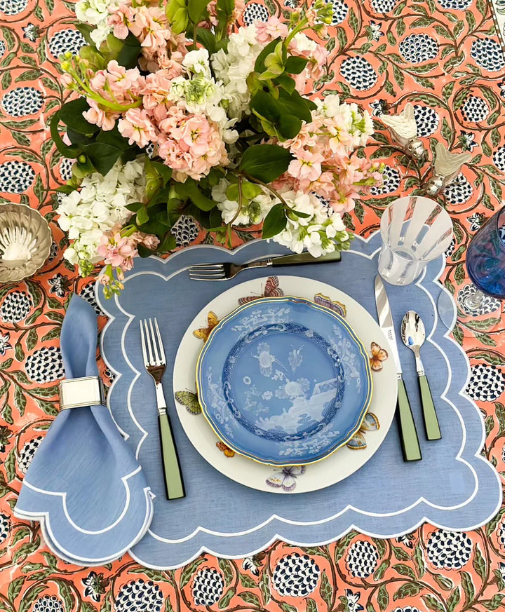 Don Lino Orange print tablecloth, 72 x 132 in