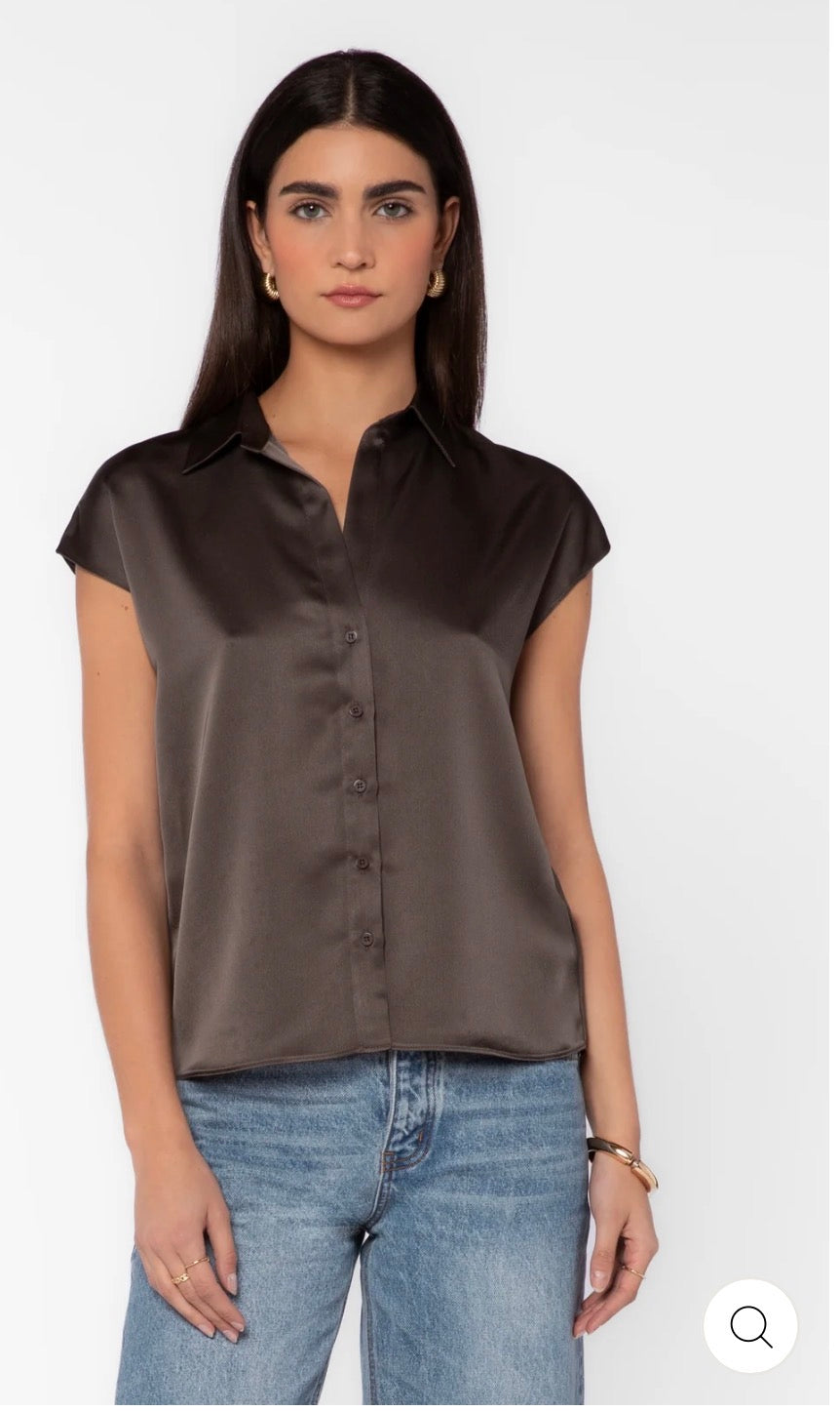 CAMELIA BRONZE SATIN BLOUSE