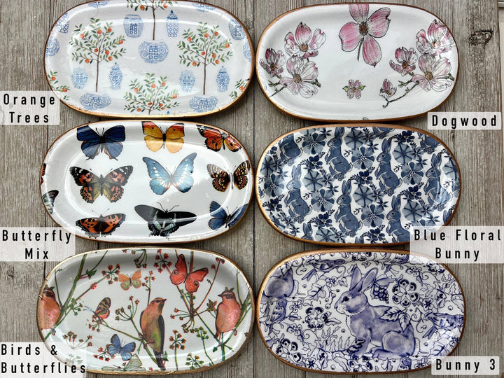 Michelle Allen Designs - Ceramic Jewelry tray- large: Dogwood