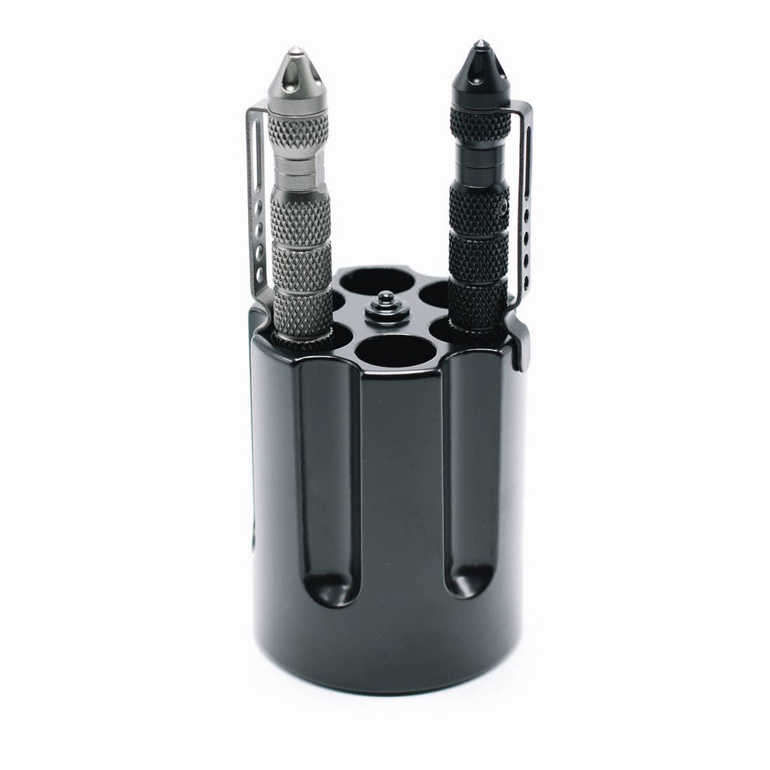 CALIBER GOURMET / CAMPCO - Revolver Cylinder Pen Holder, Black Aluminum