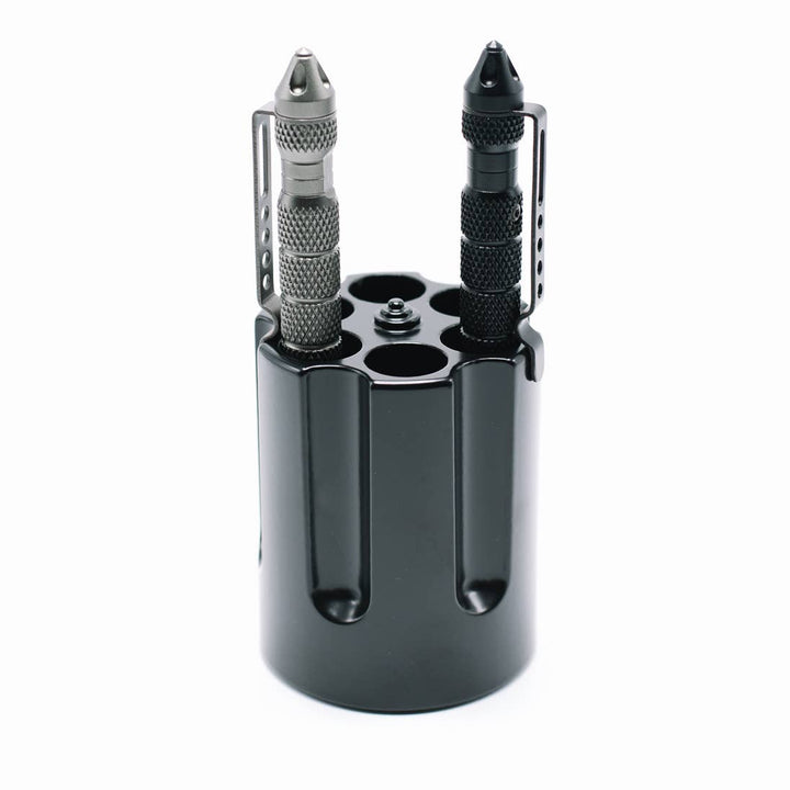 CALIBER GOURMET / CAMPCO - Revolver Cylinder Pen Holder, Black Aluminum