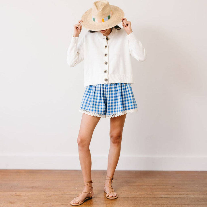 Sunshine Tienda - Blue Bay Gingham Willa Short: XS