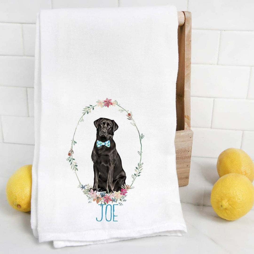The Preppy Pineapple Home - Custom Black Lab Tea Towel: Chinoiserie Chair