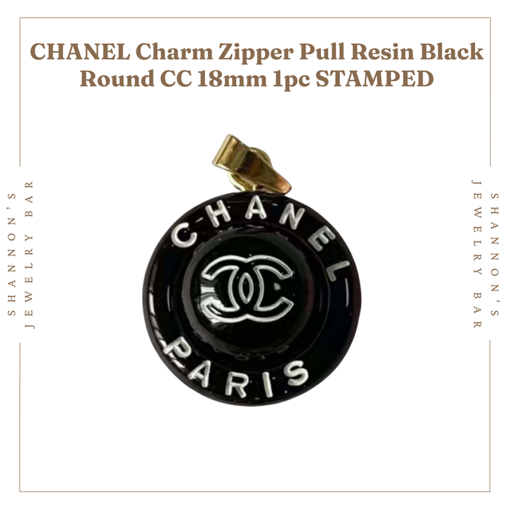 Shannon's Jewelry Bar - CHANEL Charm Zipper Pull Resin Black Round CC 18mm